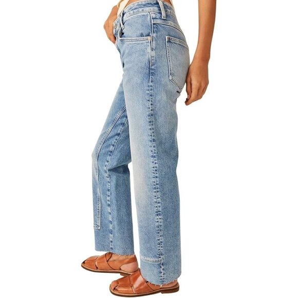 New! Free People We The Free Risk Taker High-Rise Straight Jeans 41034 - Picture 2 of 16